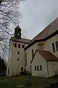 Jižní stěna s věží a sakristií (2018)