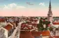 Panoráma Klaipėdy v období 1919–1939. Vertikální akcent: bývalý kostel svatého Jana; pohled od Klaipedského divadla