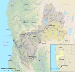 Mapa povodí Klamathu