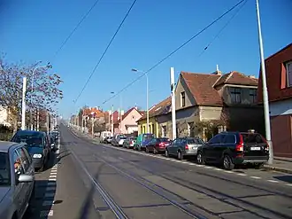 Pohled od křižovatky s Mašínovou ulicí k severu