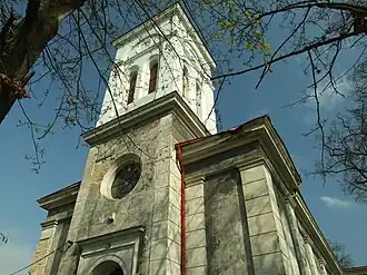 Věž kostela Narození Panny Marie v Záboří
