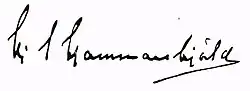 Hjalmar Hammarskjöld, podpis