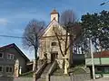 Kostel Panny Marie Bolestné s monumentálním schodištěm a barokními sochami