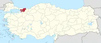 Poloha provincie Kocaeli na mapě