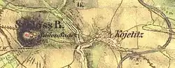 Mapa Kojetic z Druhého vojenského mapování