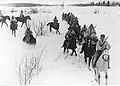 Nasazená kozácká hlídka připojená k 19. granátnické divizi Waffen SS. Fotografie pořízená v zimě (únor 1943).