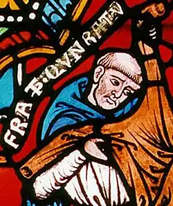 Konrád z Marburku (detail vitráže z kostela sv. Alžběty v Marburku 13. století)