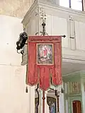Předválečný prapor velikonočních jezdců v lobendavském kostele (2017)