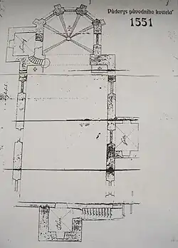 Plán kostela z roku 1551