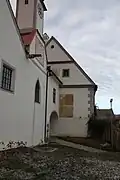 Kostelík Zesnutí Panny Marie a spojovací chodba s farou