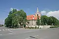 pohled na Kostel sv. Vavřince v Opatovicích nad Labem