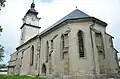 Pohled na závěr kostela od jihozápadu.