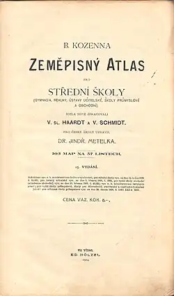 Titulni list Kozennova atlasu, 15. české vydání, 1914