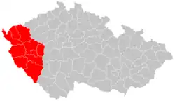někdejší Západočeský kraj - přibližný rozsah geografického pojmu západní Čechy