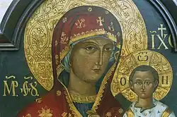 Detail ikony ze 14. století - Krásnobrodské Bohorodičky