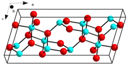 Krystalová struktura β modifikace Ga2O3 __ Ga3+      __ O2−