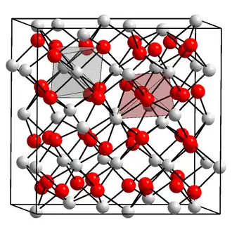 Krystalová struktura oxidu yttritého      Y3+      O2−