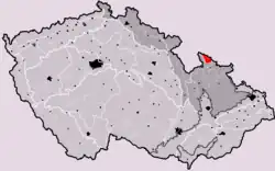 Část Krkonošsko-jesenického podhůří v rámci Česka