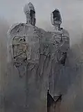 Obraz označovaný jako Król i królowa, 1993, olej na sololitu