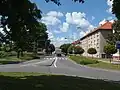 Část Velehradské ulice, zastavěná po druhé světové válce
