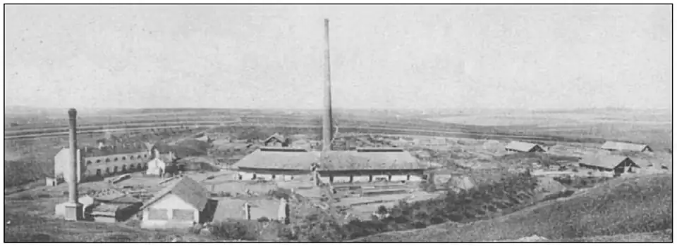 Parostrojní kruhová cihelna Barta & Tichý v Řeporyjích (kolem roku 1900)