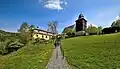 Kostel sv. Kryštofa s farou a dřevěnou zvonicí