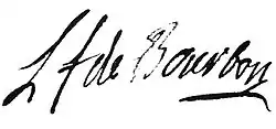 Louis François I. de Bourbon – podpis