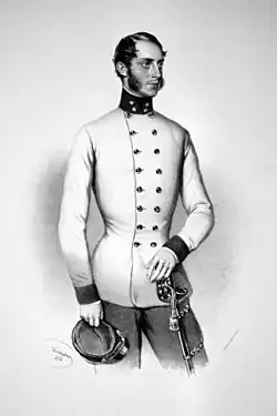 C. k. nadporučík dragounů hrabě Ladislav Pejacsevich (1854, litografie, Josef Kriehuber)