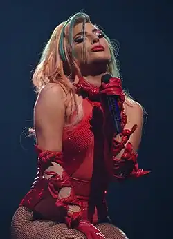 Lady Gaga během turné Joanne World Tour v Montréalu v listopadu 2017