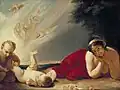 Lady Hamiltonová jako Titanie s Puckem a Changelingem, 1793