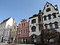 Severní strana Náměstí J. M. Marků s budovou bývalého okresního zastupitelstva (dnes sídlo městské policie)
