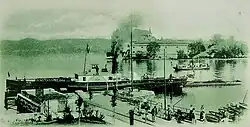 Přístaviště Kammer am Attersee, r. 1900, místo konání I. Rakouského rybářského sněmu (Erste österr. Fischereitag zu Kammer am Attersee)