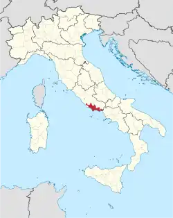 Provincie Latina na mapě Itálie
