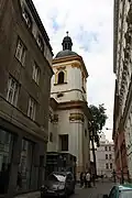 Pohled z Lazarské do Magdalény Rettigové (vlevo Dům Diamant)