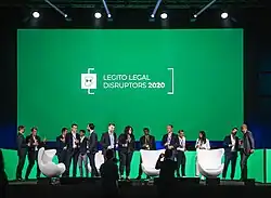 People gathering on the stage after Legital Legal Disruptors conference