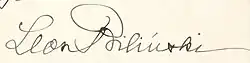 Leo von Bilinski, podpis