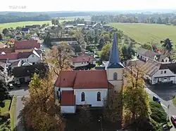 Letecký snímek kostela