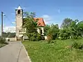 Kostel svatého Jakuba a zvonice od jihu