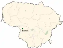Šakiai na mapě