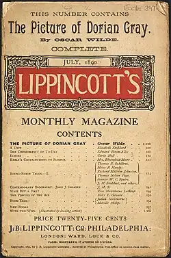 Obálka Lippincott's Monthly Magazine z července 1890 obsahující první verzi románu