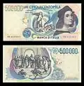 500000 lir - rub a líc bankovky vydané v roce 1997