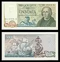 5000 lir - rub a líc bankovky - 1971 (1964)