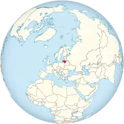 Map showing Lithuania in an orthographic projection