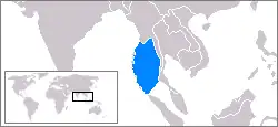 mapa Andamanského moře na mapě sv. části Indického oceánu