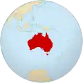 Austrálie - ortografická projekce, obecná poloha.