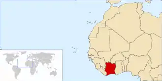 Poloha Pobřeží slonoviny na mapě Afriky