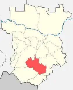 Poloha okresu na mapě Čečenska (zastaralý stav před r. 2012)