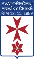Logo s křižovnickým motivem vytvořené při příležitosti svatořečení Anežky České