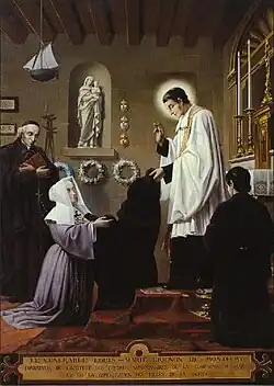 Bl. Marie Louise Trichet přijímající požehnání od sv. Louise de Montfort