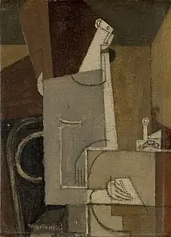 Psaní znaků. Podepsáno Marcoussisem, olej a uhel na plátně, 22 × 16,5 cm, kolem 1913